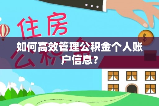 竹北如何高效管理公积金个人账户信息？