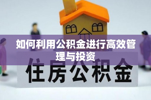 竹北如何利用公积金进行高效管理与投资